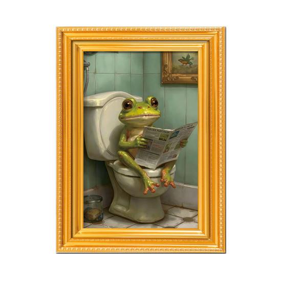 1/6Pcs Abstract Frog Refrigerator Magnet Vintage Cartoon Green Frog Fridge Magnet with Frame Home Kitchen Office Decoration