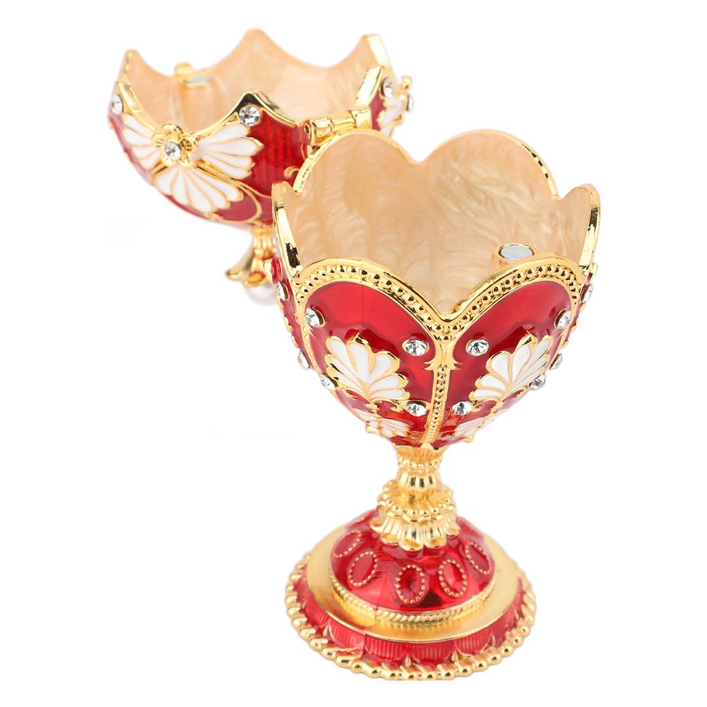 Enameled Jewelry Box Decorative Enameled Trinket Box Vintage Jewelry Organizer for Desktop and Bedroom