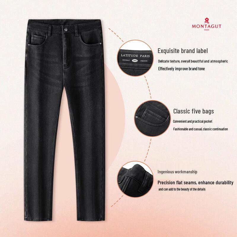 Montagut Men's Fleece-Lined Stretch Straight-Leg Jeans