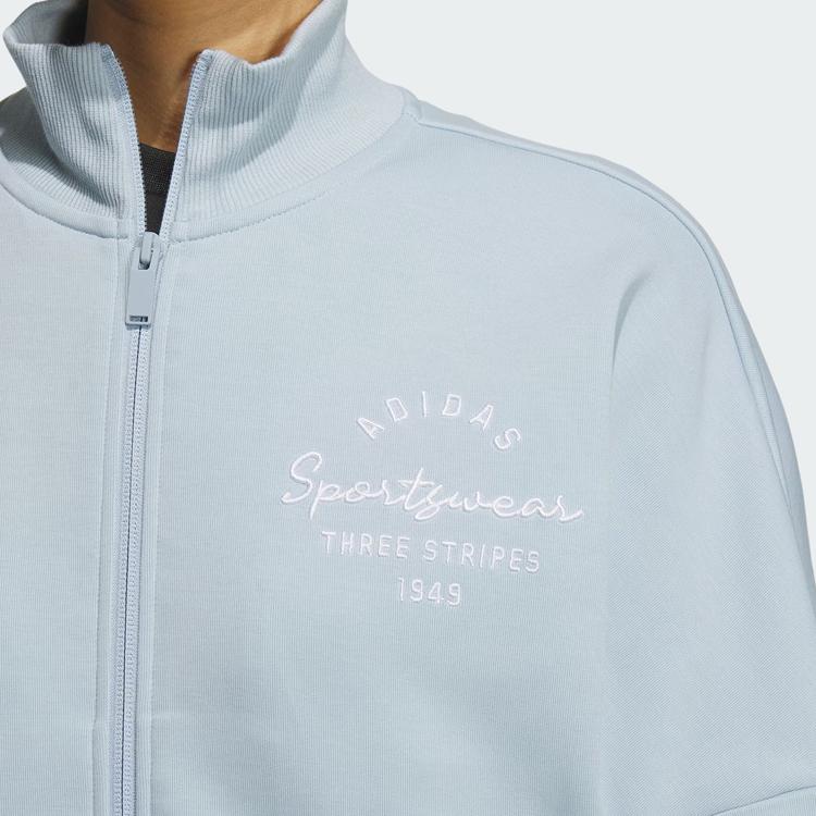 Adidas Sportswear Series Sportswear Track Top Letter Print Casual Jacket Women Jacket Light-Blue IS7415
