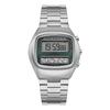 Unisex Retro Digitale Armbanduhr Dual-Display Edelstahlarmband Herren-Armbanduhr mit Hintergrundbeleuchtung Kalender Datum Monat Jahr Wochentag