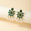 European & American Fashion: French Retro Flower Pearl & Diamond Stud Earrings
