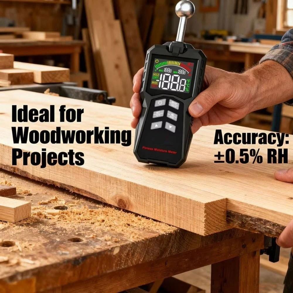 Digital Timber Damp Detector Pinless Wall Humidity Tester Moisture Analyzer Timber Inspection