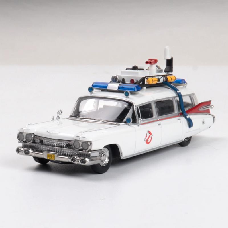 Diecast Original 1:64 Scale GHOSTBUSTERS Ecto-1 Simulation Alloy Car Model Collection Decoration Toy Gift Souvenir Display