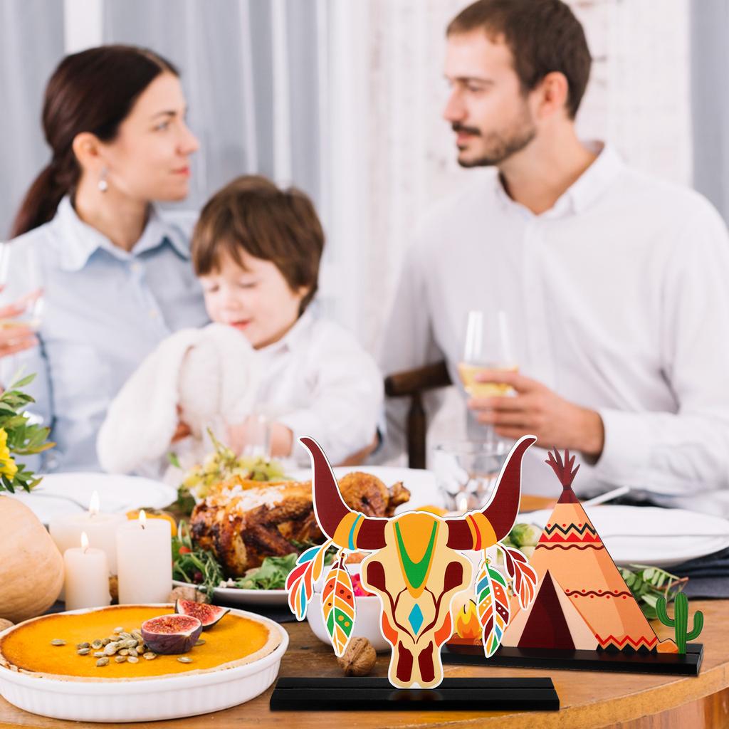 4 Pcs Native American Heritage Month Decorations Table Centerpiece Wooden Sign Table Topper National American Indian History And