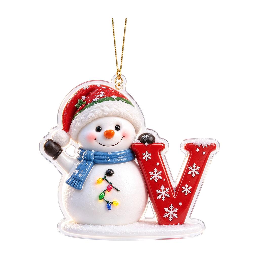 Christmas Snowman Letter 2D Acrylic Hanging Ornament for Holiday Tree Decor