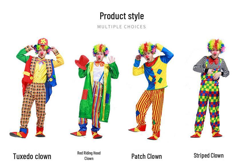Halloween Clown Costume Set for Adults: Circus Outfit with Wig and Mask