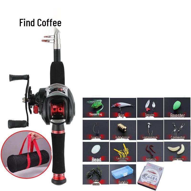 Compact Telescopic Mini Lure Set: Ultra-Short Baitcasting Reel & Small Retractable Ice Fishing Rod