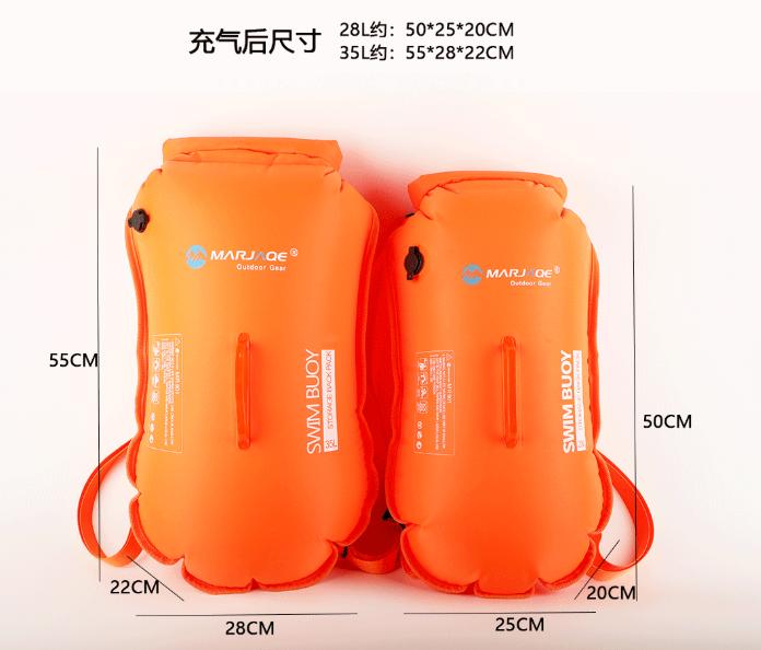35L Waterproof Floating Swim Buoy Dry Bag Backpack with Shoulder Waist Strap for Open Water Swimming Paddling Hiking