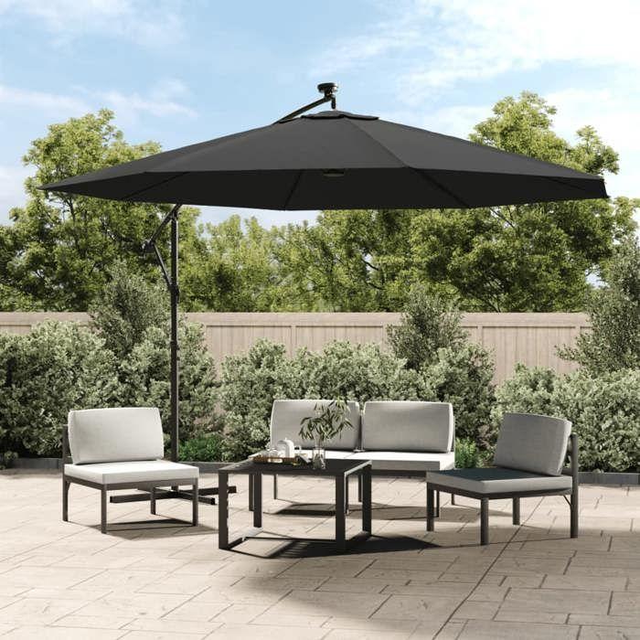 VidaXL Garden Parasol with Fairy Lights and LED Lights Metal Pole, Patio Sunshade, Sun Shelter, Parasol of 44525