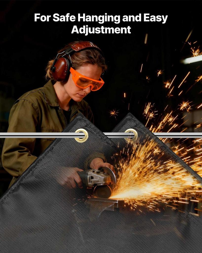 Welding Blanket, 1829mm x 2438mm Silicone Coated Fiberglass Welding Blanket, 1800°F Heat Resistant Safety Protection Blankets, Flame Retardant