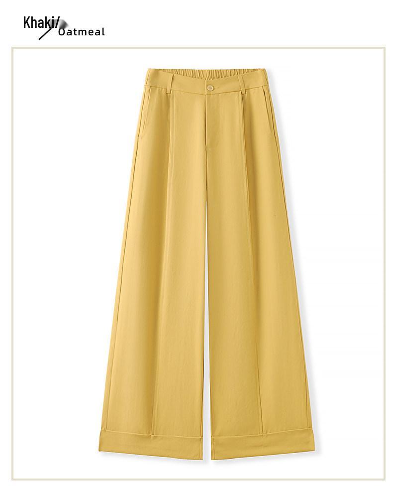 Women's High-Waisted Dark Purple Wide-Leg Pants - Spring/Autumn 2026 Lazy Drapey Casual Suit Style