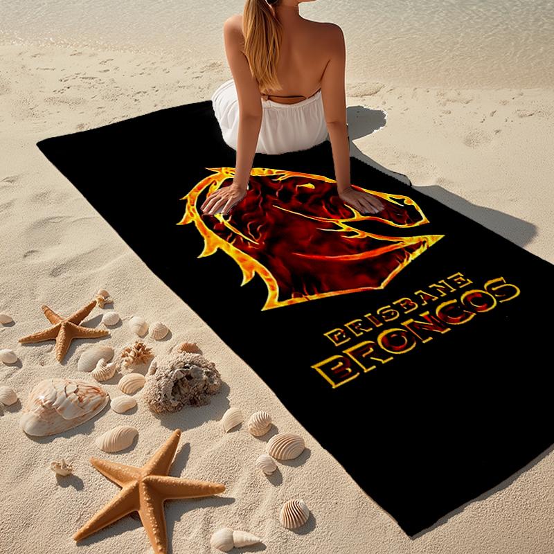 Brisbane Broncos Fashion Beach Towel: Ideal for Summer Adventures, Soft, absorbent and quick drying, suitable for swimming and bathing