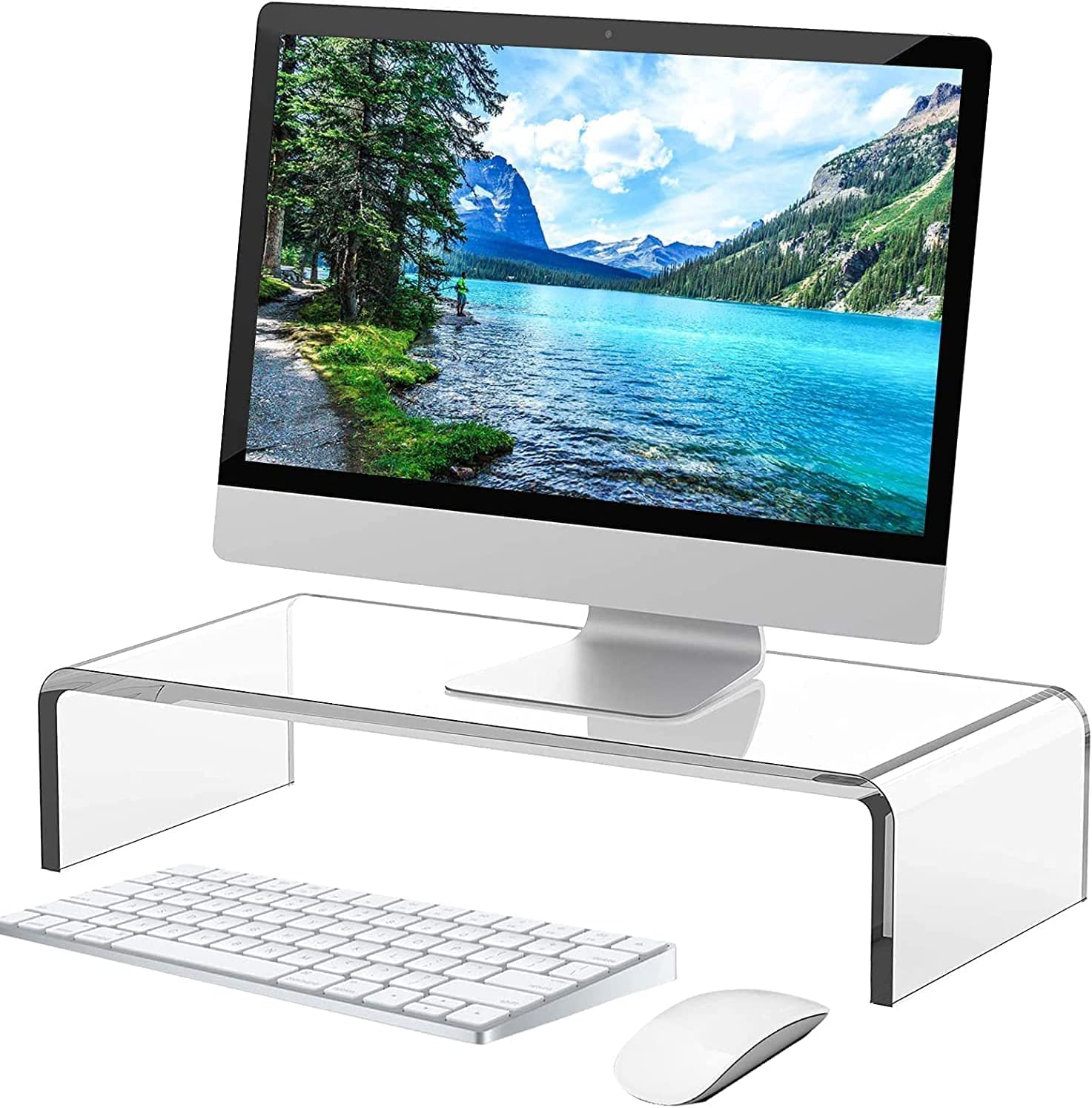 

hengshao Monitor Acrylic Display Computer Printer Desk Stand with Keyboard Improves 25kg Weight Capacity Stand, Stand, Stand, Stand, Storage,