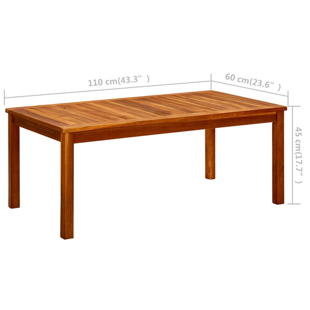 Vidaxl Ogrodowy Stolik Kawowy, 110X60X45 Cm, Lite Drewno Akacjowe