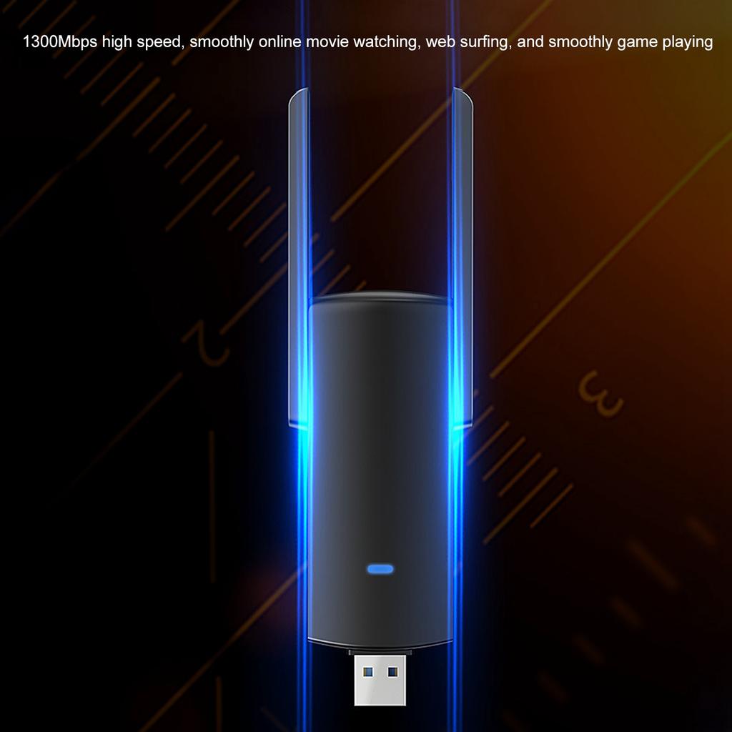 USB 3.0 WiFi Adapter with 2 5dBi Antenna 2.4GHz 5GHz Dual Band 1300M Wireless Network Adapter for Windows11 10 8 8.1 7