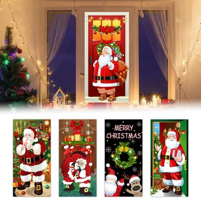Christmas Backdrop Banner Christmas Elves Door Cover For Party House Door Nightmare Before Christmas Outdoor Decorations Props