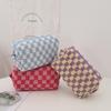 Korean Plaid Knit Makeup & Pencil Storage Bag - Large Capacity Organizer