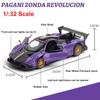 1:32 Scale Diecast Car Pagani Zonda Revolution Super Sport Car Metal Model, With Light Sound Pull Back Vehicle Toys Collection