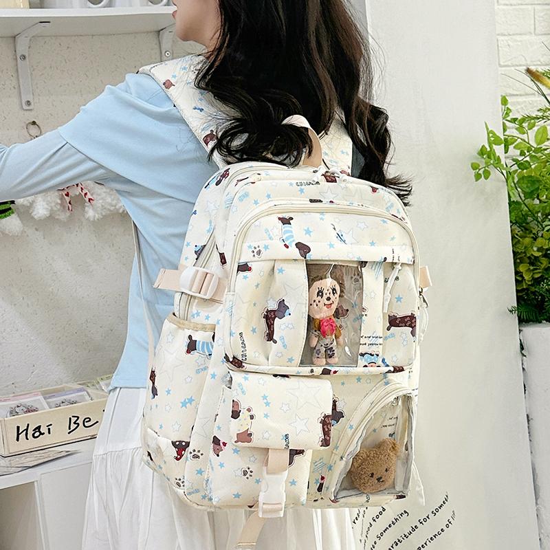 Printed Junior High School Student Backpack Waterproof Large Capacity Schoolbag Women's Backpack