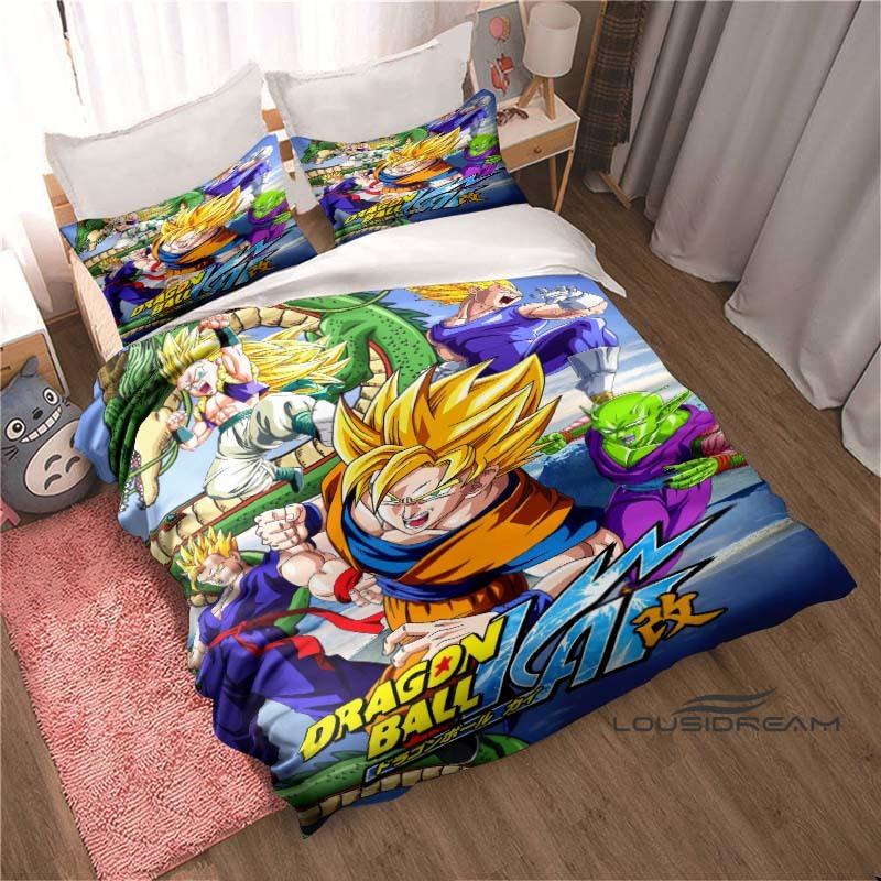 New 2026 3D Printed DRAGON BALL Bedding Set – Duvet Cover and Pillowcases Feature Adorable Cartoon Designs.