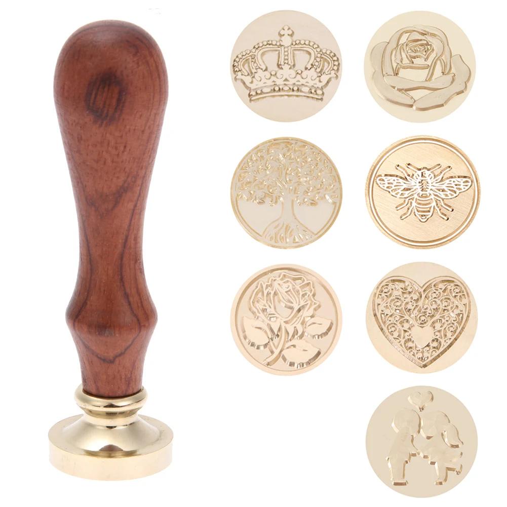 Retro Wax Seal Stamp Antique Wooden Sealing Wax Scrapbooking Stamps DIY Envelope Stamps Craft Wedding Invitations Decorative