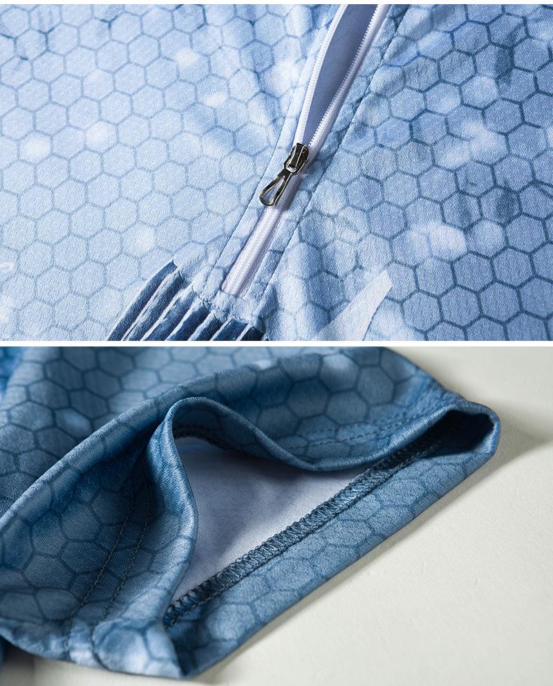 Men's Long Sleeve Mesh Fishing Shirt: Outdoor Sun Protection, Breathable, Sweat-Absorbent, Stand Collar, Printed Design.