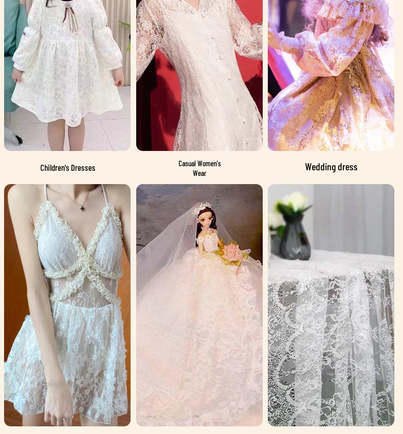 Luxury Polyester Jacquard Lace Fabric for Wedding and Evening Gowns