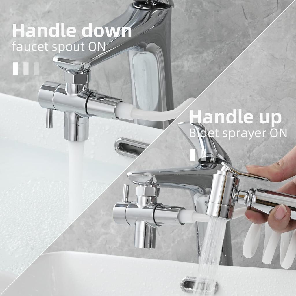 Ciencia Faucet Splitter, 2-Way, Brass, Bathroom Sink Faucet Extender, Replacement Part, Connects Shower Hose, M22 to M24 Conversion, Chrome, SBA021C