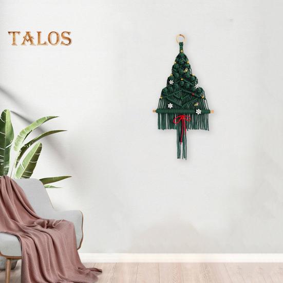 Wall Hanging Tapestry with 17 Accessories Manual Braided Bohemian Style Hollow Out Dorm Home Hotel Wall Decoration Christmas Tree Hanging Pendant
