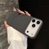 iPhone 17 Pro Max Carbon Fiber Texture Case with Metal Lens Magnet Cover
