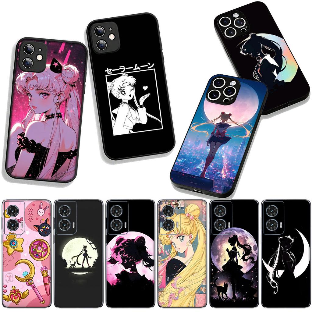 for Motorola Moto G04 G13 G14 G22 G23 G20 G32 G34 G35 G64 G82 G84 G53 G60 G72 E14 E15 E13 Case Cat Sailors Beautiful Girl Moon