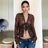 Hot-selling women's clothing in Europe and America, new summer products, fashionable and sexy mesh see-through cardigan, lace-up T-shirt wholesale