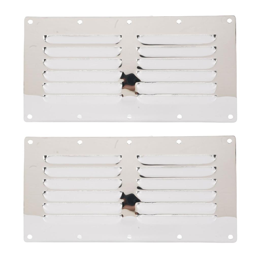 2PCS Louvered Vent Air Grill Cover 316 Stainless Steel Rectangular Air Venting Panel Cover for Ships Yachts RVs