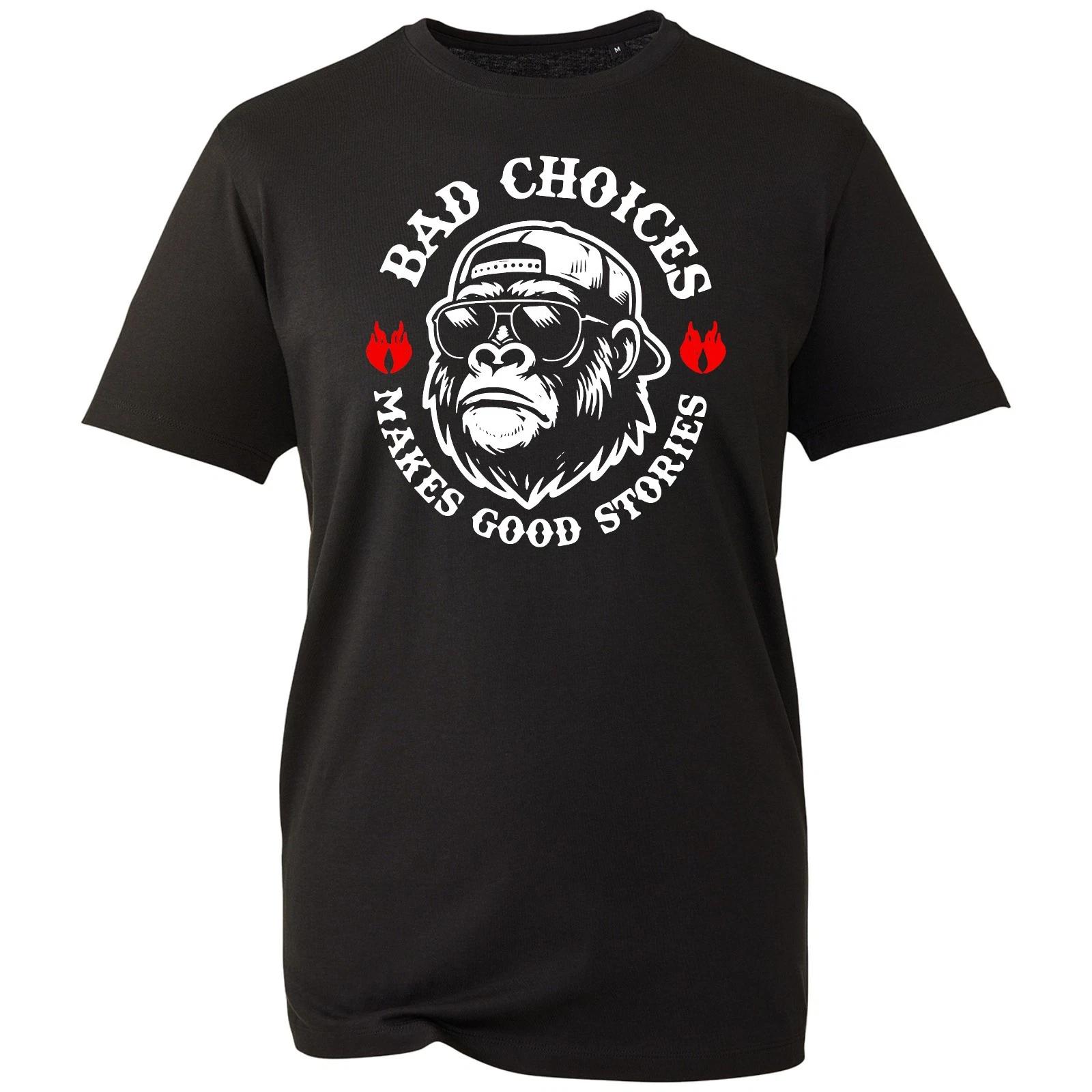 Monkey Bad Choices Make Good Stories T-Shirt, Vintage Funny Saying Unisex Tee L
