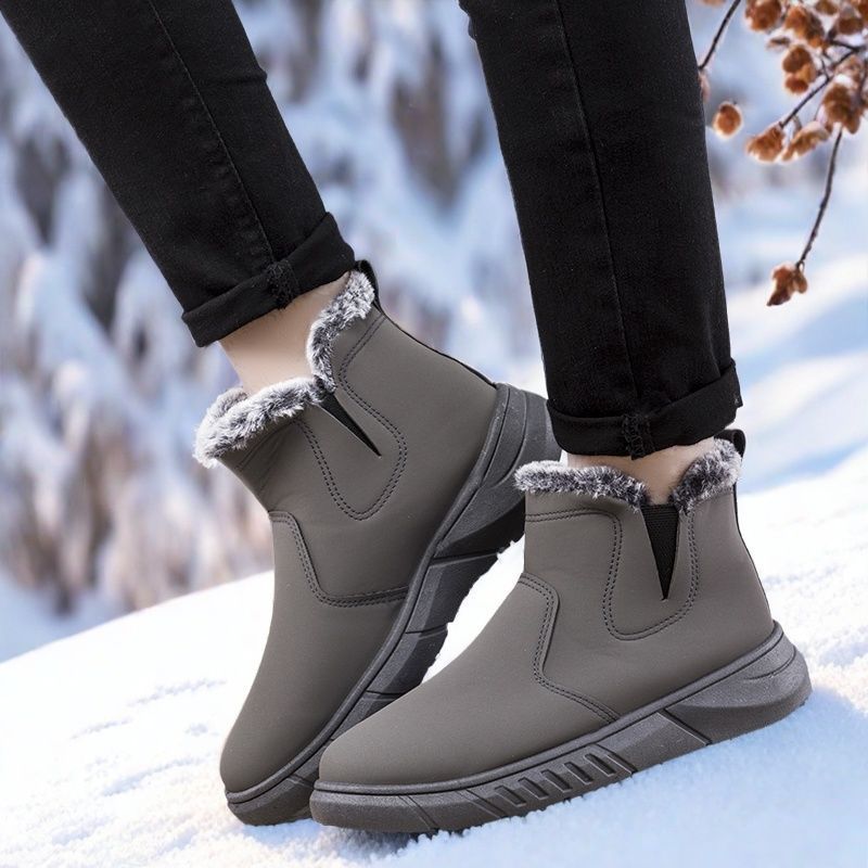 Winter New Men's Snow Boots Fleece Warm Thickened Non-slip Cotton Shoes Lazy Shoes