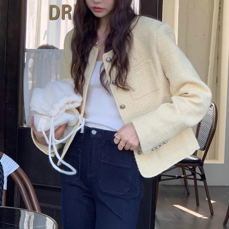 Französisch lila kleine duftende jacke frauen herbst neue retro high-end-lange ärmeln lose apricot top