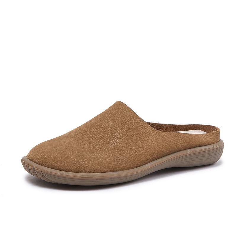 Damtofflor Utomhus Kohud Väskhuvud Coola Tofflor Mjuk Sula Mjuk Yta Läder Halvtofflor Bekväma Damskor