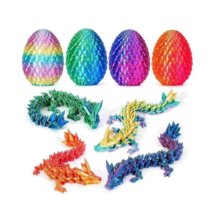 Luminous 3D Printed Crystal Dragon - Fully Articulated Gem Dragon Toy Ornament