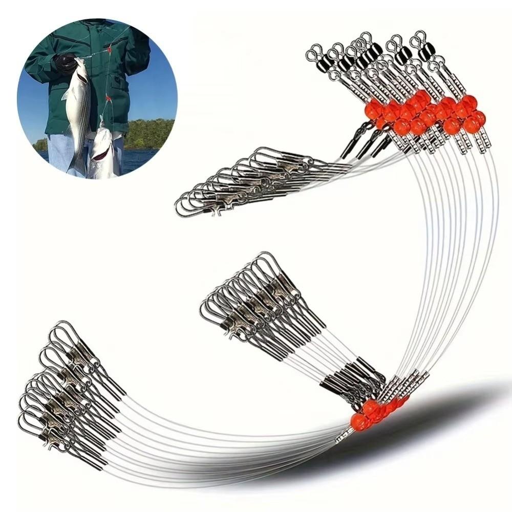 6pcs Stainless Steel Fishing Leader Rigs High-Strength Fishing Rigs with Snap  Lures