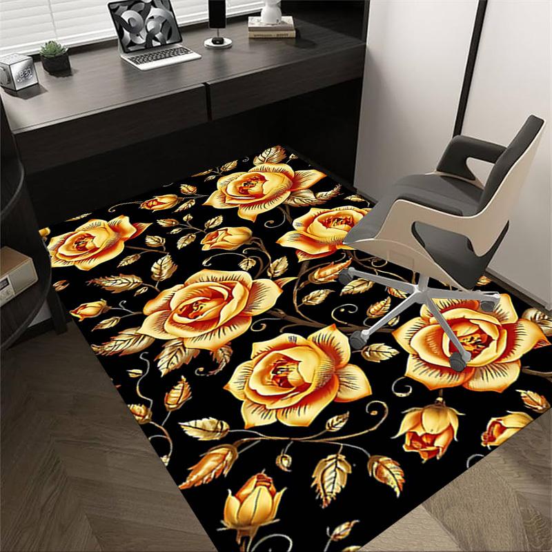 

1PC Golden Roses Anti-slip carpet, suitable for Office, bedroomand playrooms. It can also be used as a sofa footrest cover-R62 60cm by 90cm
