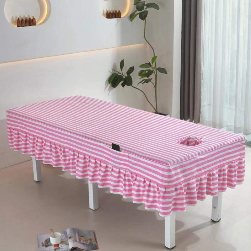 Cotton Therapy Mattress Cover Body Massage Bed Cover Beauty Salon SPA Club Special Bedspread Beauty Salon Bed Skirt With Hole W60cmxL180cmxH55cm