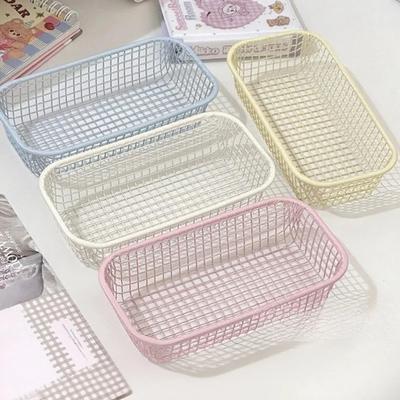 Desktop Storage Basket INS Metal Sundries Organizer Basket Photocard Case Office Stationery Home Supplies Make Up Sorting Holder