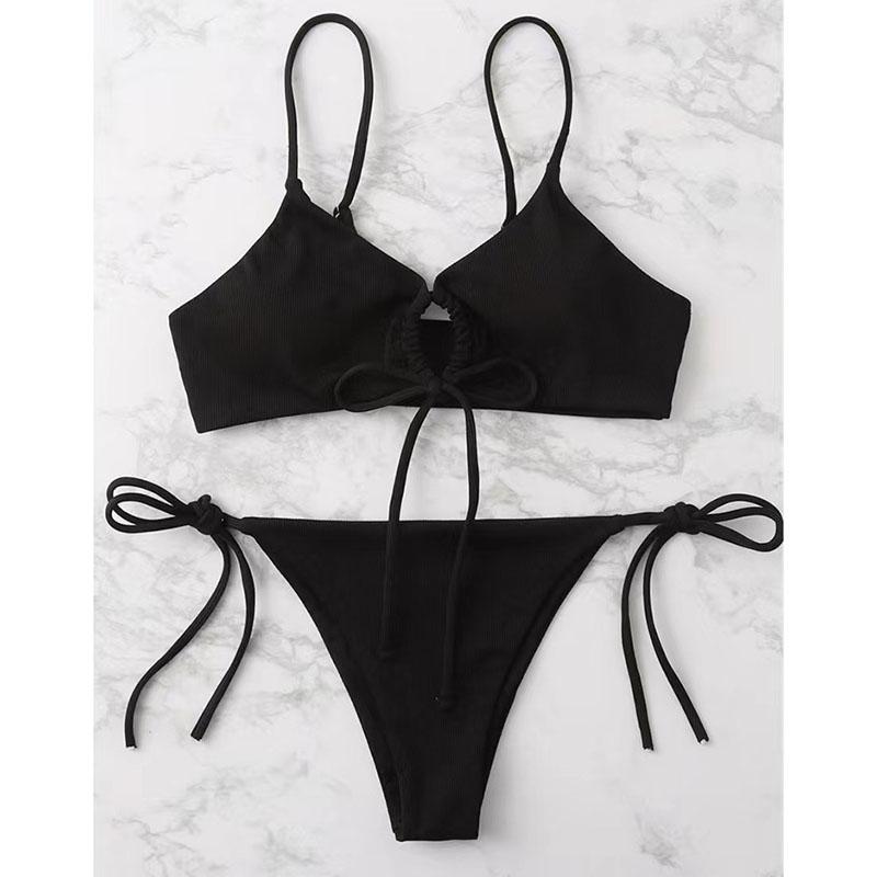 

Новые сексуальные купальники бикини женские купальники однотонные женские пляжные купальники купальные костюмы бразильский комплект бикини для бассейна M чёрный