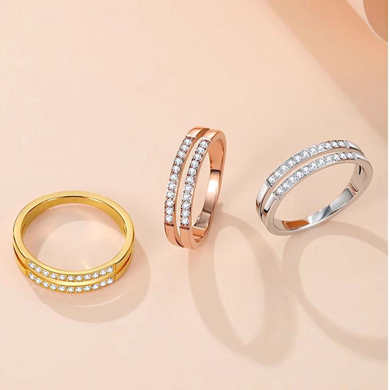 Korean Style Simple Double-layered Titanium Steel Ring for Women, High-end and Cold Style Index Finger, Versatile Ring