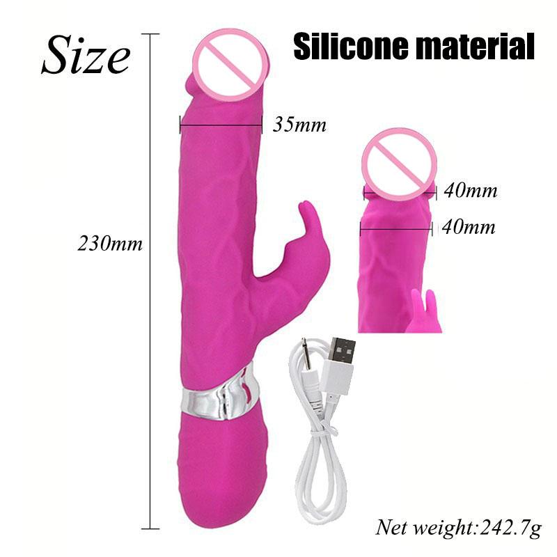 Silicone Rabbit Vibrator for Women 10 Modes Battery Powered G-Spot Clit Stimulator Thrusting Dual Motor Waterproof Sex Toy