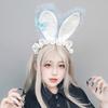 Plush Sweet Rabbit Ears Headband With Elegant Lace And Bowknot Detachable For Cosplay Party And Daily Wear
