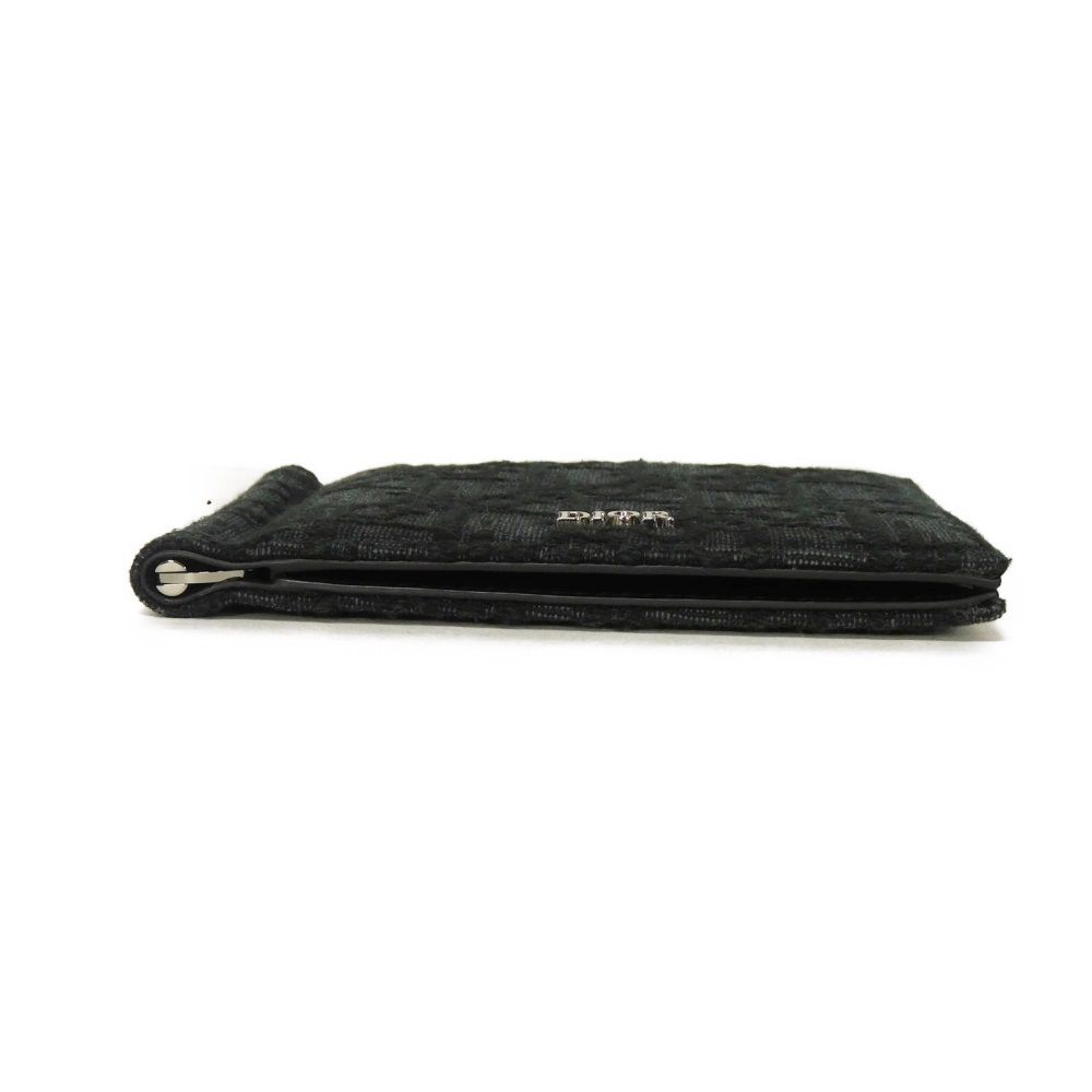 Used 10656 Oblique Jacquard Money Clip Wallet 2ESBH069YSE_H03E 7941 Current Card Case Logo Metal Black Men's from Japan