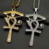 Edelstahl Auge des Ra Horus Ankh Kreuz Kette Halsketten Herren Statement Mythologie Strasssteine Ägyptische Augen Symbol Schmuck
