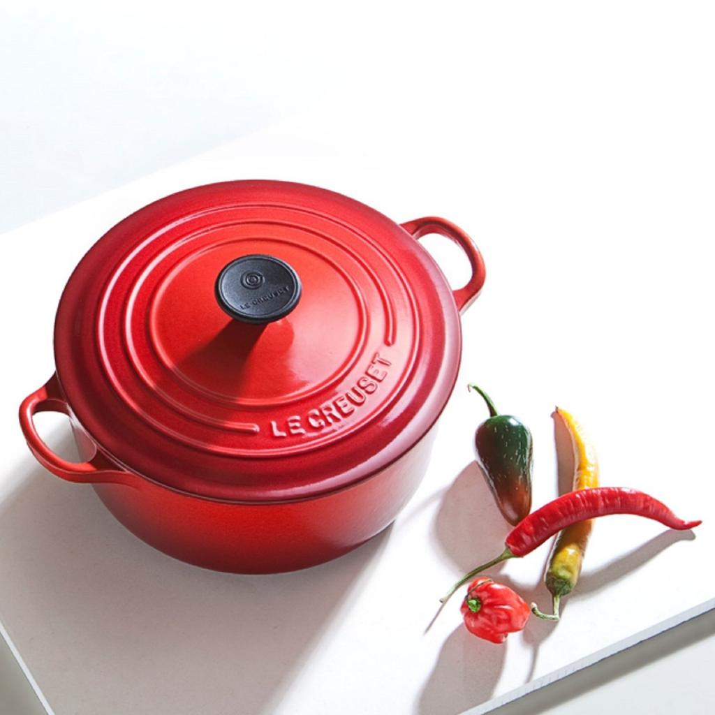 Le Creuset Cocotte induction cherry Japanese Ronde, enamel, compatible, 16cm, red, 2501-16-06 [Official Product]